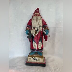Vintage House of Hatten wooden carved Santa southwestern country figurine wood